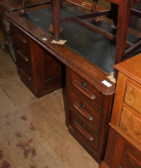 Oak pedestal office desk